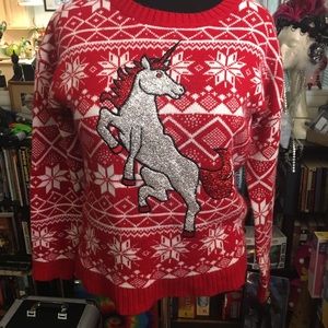 Sparkly unicorn holiday sweater | L